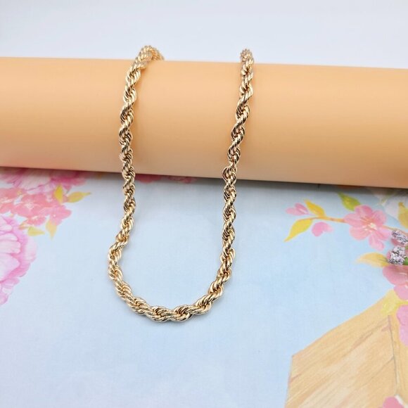 "Bold Rope Style Rose Gold Necklace for Men & Women, 19.7 Inch Length, XPNL0082 - Picture 6 of 12